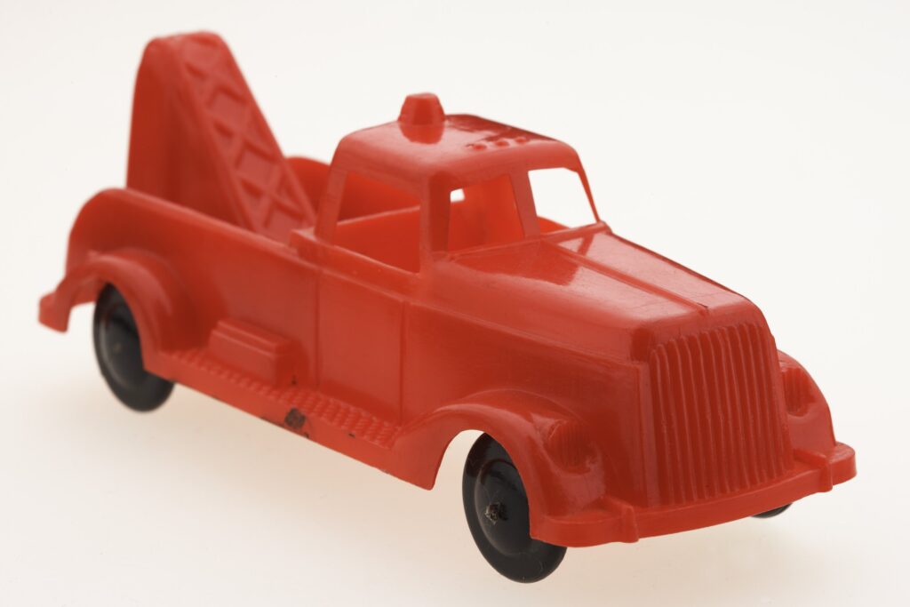 Toy Tow Truck - Plastic, Red, circa 1950s