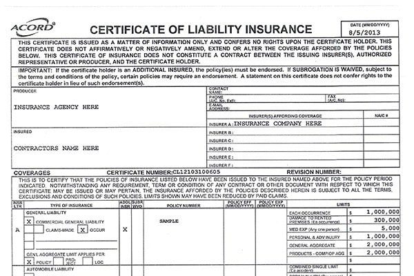 Contractor Insurance Certificates: What Are They?